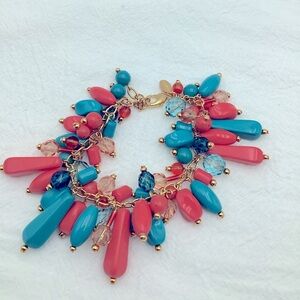 Joan Rivers Coral and Teal Beaded Cha Cha Bracelet